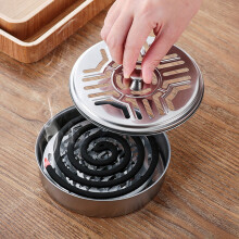 Mosq Uito Coil Tray, Fireproof Stainless Steel Mosquito Repellent Coil Box with Cover, Portable Outdoor & Indoor Use