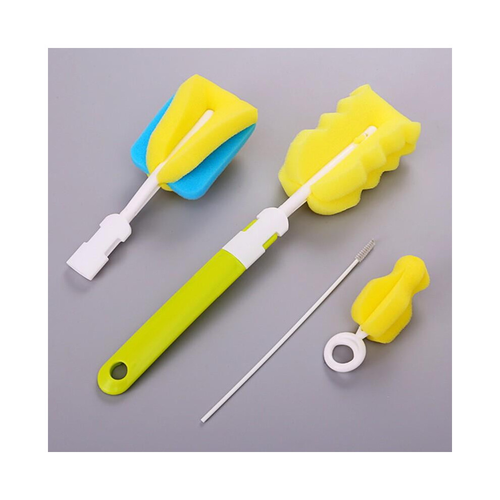 Jandel 4Pcs/Set Sponge Cleaning Tools Straw Brush Nipple Brush For Feeding Bottle Cup, Green