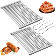 Ihvewuo2 db-os hot dog henger fogantyúval, 5 nyílású rozsdamentes acél grill kolbászhenger, egyenletes főzés, hordozható BBQ hot dogokhoz