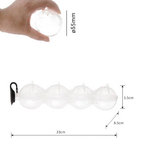 4Cavity Ice Square Maker Εύκαμπτη σιλικόνης για κοκτέιλ ουίσκι, στρογγυλή μπάλα πάγου, 1