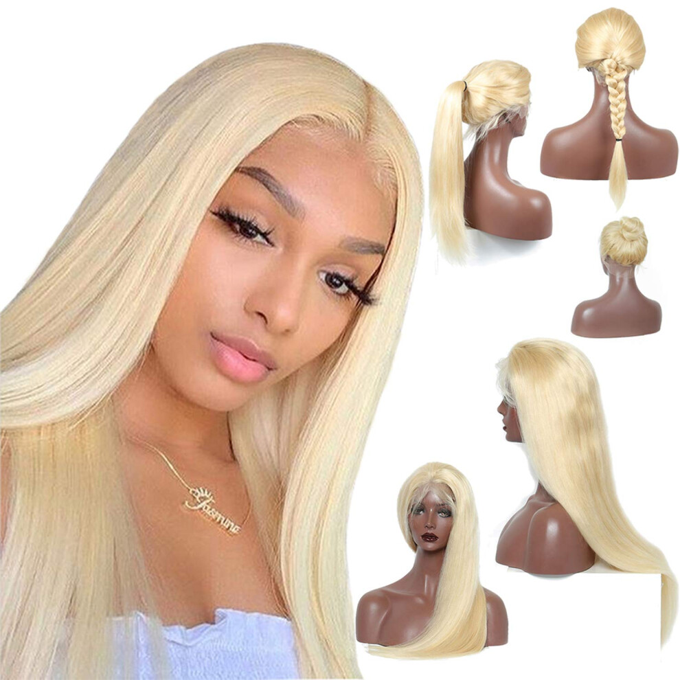 Unisex 613 Blonde Straight Brazilian Human Hair 360 Lace Front Wig Pre Plucked 150 Density Glueless