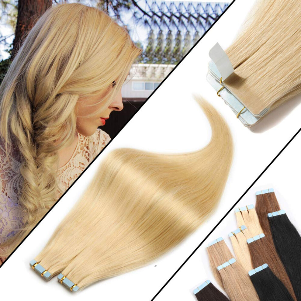 Unisex 24 Inch Blonde #1613 Tape In Hair Extensions 50G Human Hair For Natural Volume And Invisible Seam Finish