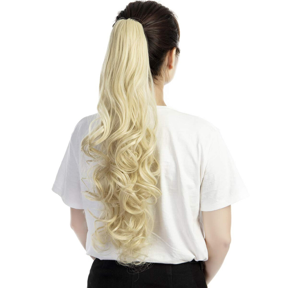 24 Inch Curly Clip In Ponytail Hair Extension with Secure Claw Clip and HeatResistant Wavy Fiber
