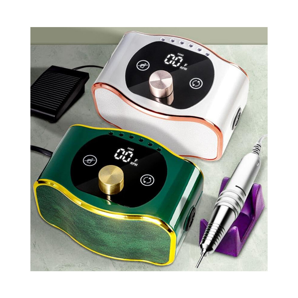 Green Electric Nail Drill 35000Rpm With Lcd Touch Screen For Manicure And Pedicure
