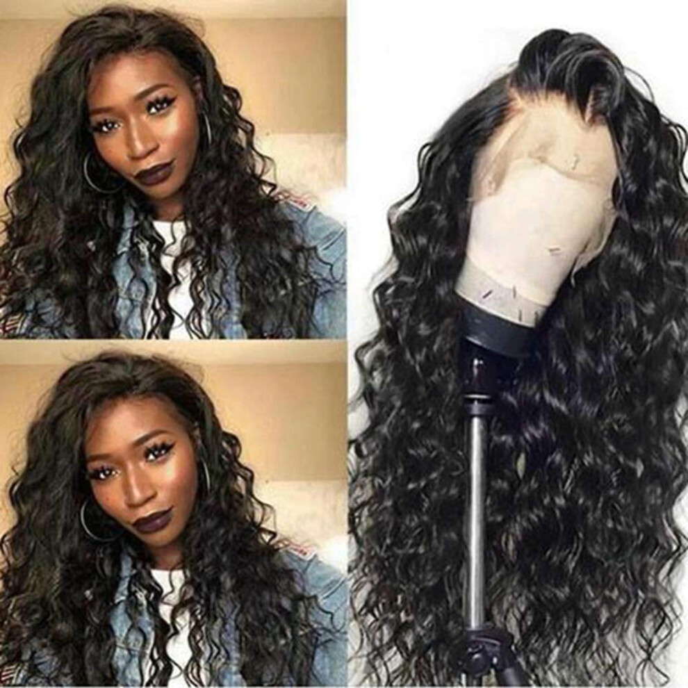 Unisex Brown 13X6 Lace Front Wigs Human Hair Loose Curly Brazilian Virgin Remy Pre Plucked With Baby Hair 16 Inch