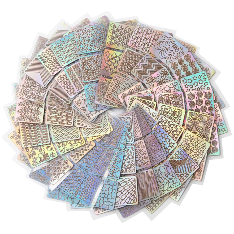 Nail Art Stencils 24 Sheets Reusable Nail Vinyl Stickers for French Tip and Holographic Designs