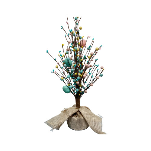 Festive Finesse, Pre-Lit Easter Egg Tree Perfect For Easter Indoor Outdoor Decorations, Featuring Adjustable Branches Tabletop Decor