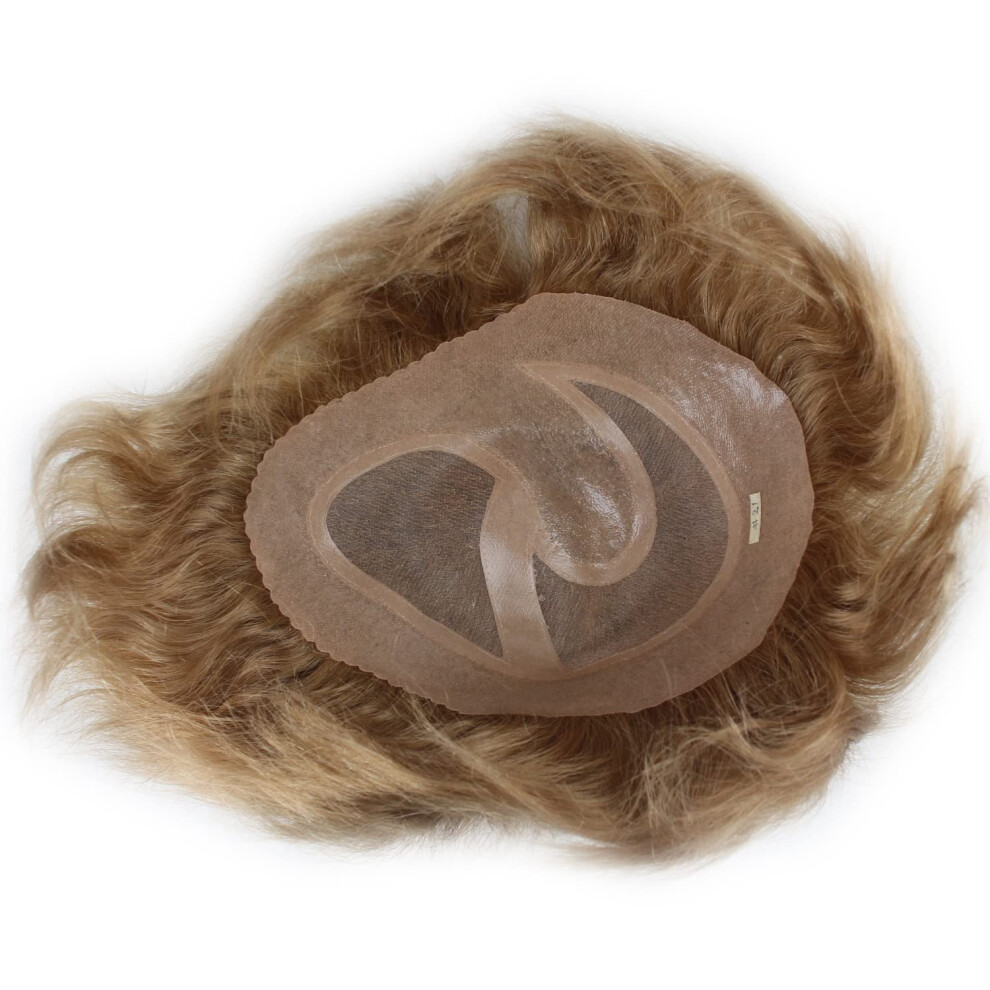 Unisex Men's Human Hair Lace Toupee 8X10 Virgin Remy Hair With Natural Hairline French Lace Pu Skin #21