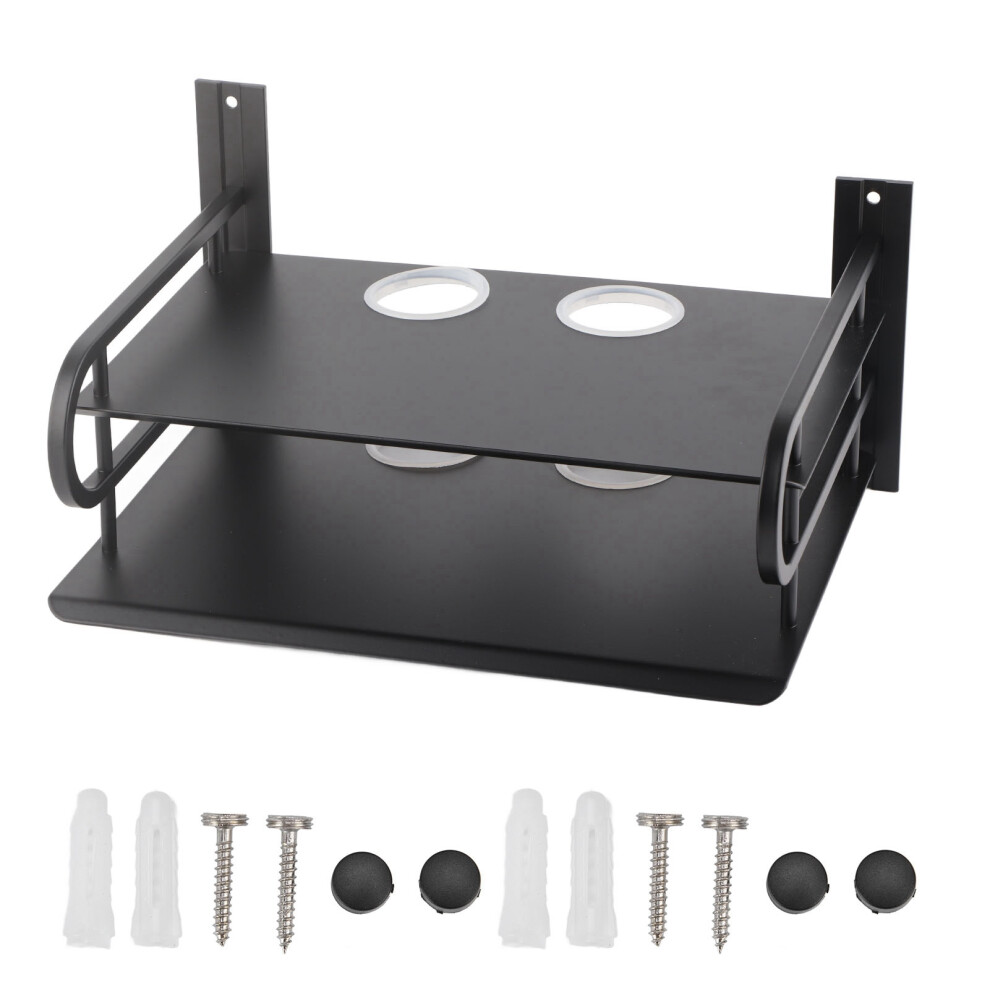 Wall Hanging Shelf For Electronics, Modern-Looking Floating Wall Shelf With Durable Space Aluminum Build Double Layer Wall Mount For Router And Dvd Pl 9074015898298