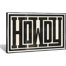 Poster vintage funky cu tematică murală Howdy, imprimare pe pânză alb-negru, 24x36in, compatibil cu decorul Southwestern, Ranch, Farmhouse pentru