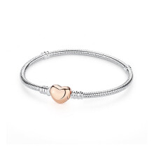 Originale 925er Sterlingsilber-Armbänder, Armreifen, Herz-Clip-Anhänger, Perlen, Schlangenketten für Damen, Roségold, DIY-Luxusschmuck LJQ