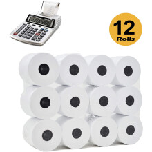 (12 Rolls) 2 1/4 x 150 ft White Adding Machine Tape Paper Rolls Premium One Ply Register / Adding