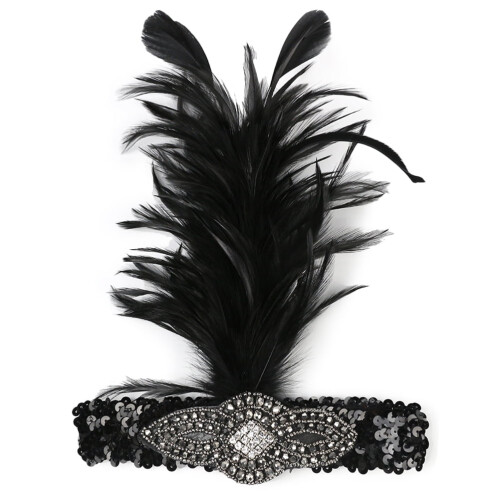 Tiara de noiva com penas, em poliéster e cristais.