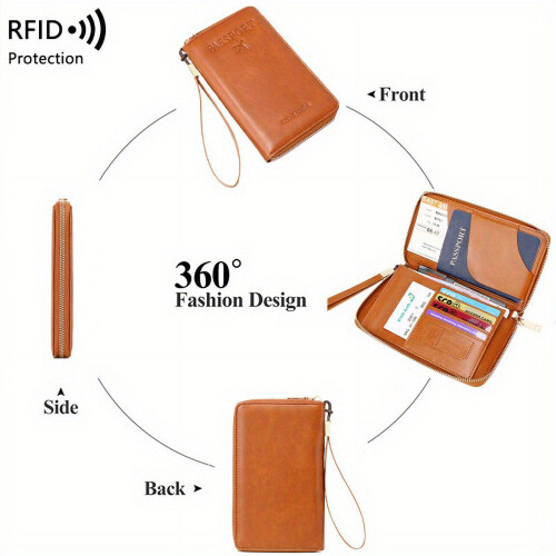 Φορητή θήκη διαβατηρίου RFID με κλιπ εισιτηρίου αεροπλάνου, πορτοφόλι πιστωτικής 2