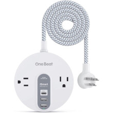 Power Strip Surge Protector with USB C - Extension Cord Flat Plug with 2 Widely AC Outlet and 3 USB, Small Desktop