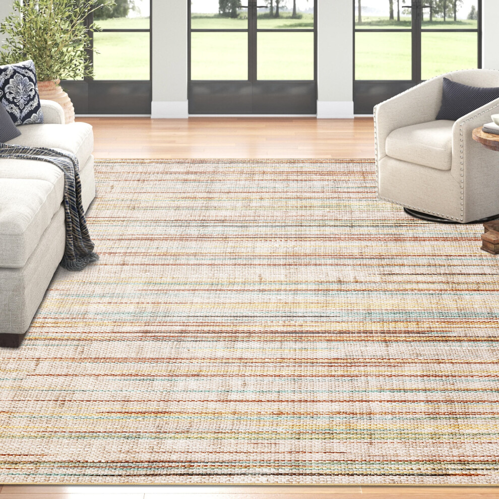 Haperlare Woven Area Rugs for Bathroom Non Shedding Rugs for Dining Room,5'x7',Colorful