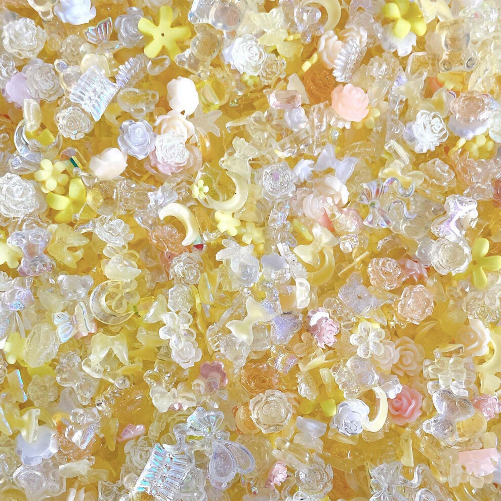 Yellow 100Pcs Butterfly 3D Nail Art Charms Acrylic Resin Decorations For Diy Manicure And Salon Use