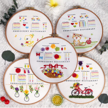 Hesroicy1Set Kit de broderie de casă Culoare strălucitoare Instrument de cusătură în cruce DIY cu cerc de lucru din bambus Consumabile de uz