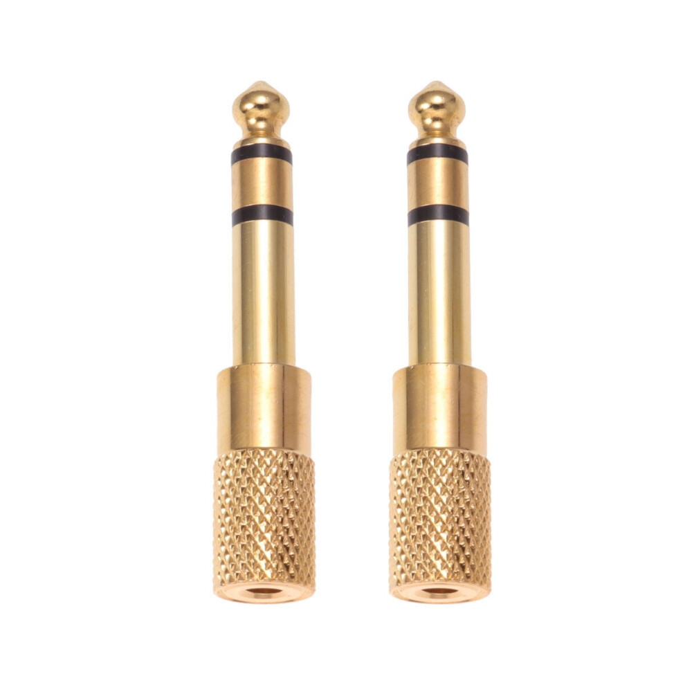 2Pcs Metal Earphone 6.35Mm Male To 3.5Mm Female Adapters Overgild Headphone Audio Stereo Plugs Jack Convertors 9164030806917