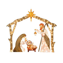 Quinlirra Presepe di Natale Decorazione da giardino con luci a LED, compatibile con Sacra Famiglia, Presepi da giardino, Scene religiose, Set