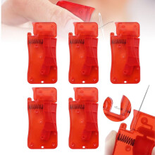 Automatic Needle Threaders for Hand Sewing, Compatible with Sewing Machine Needles - 5 Pcs Red Plastic Thread Guides