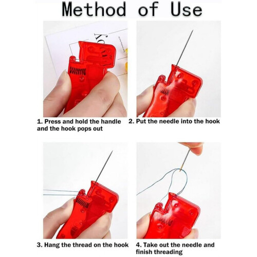 Automatic Needle Threaders for Hand Sewing, Compatible with Sewing Machine Needles - 5 Pcs Red Plastic Thread Guides 2