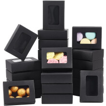 Lot de 25 boîtes en papier kraft avec fenêtre transparente (9,5 x 7 x 2,8 cm), idéales pour les mariages, les biscuits et les bijoux. Couleur :