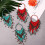 Boho-Ohrringe mit Perlen und Quasten, rund, lang, auffällig, Statement-Schmuck 2