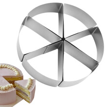 Cake Portion Cutter Round Stainless Steel 6 Slice Divider for Mousse Bread Pancakes