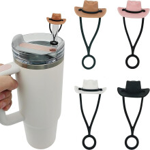 Straw Cover Pack of 4 Silicone Cowboy Hat Design Dustproof Reusable for Stanley Cup 40oz 30oz