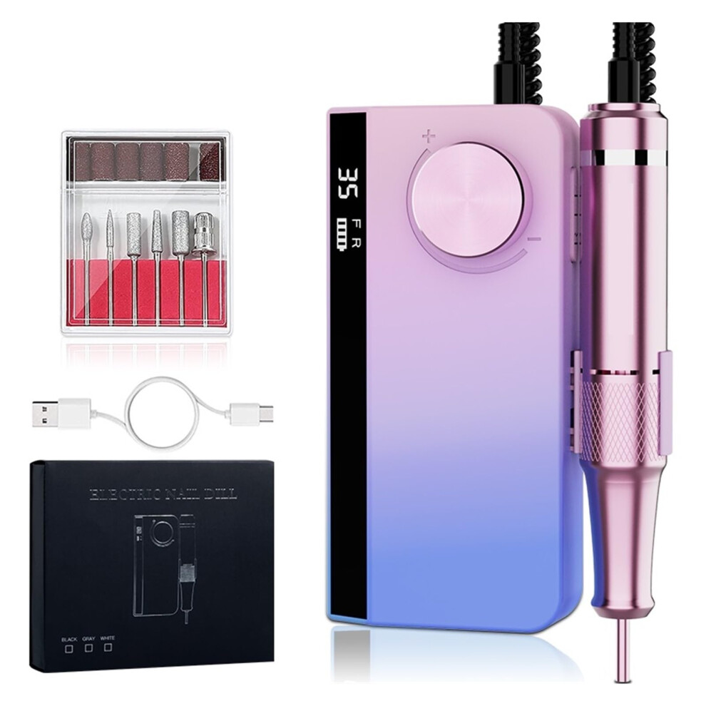 Cordless Nail Drill with LCD Display, 35000RPM Rechargeable Electric Nail File for Manicure Pedicure