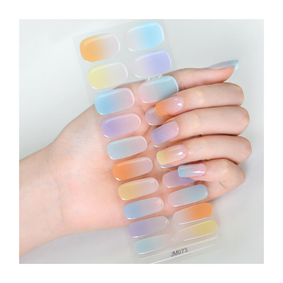 Gel Nail Strips 20pcs Semi Cured UV LED Compatible Salon Quality Long Lasting with Prep Pads and File