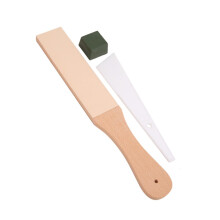 Leather Sharpening Strop with Wooden Handle, DoubleSided Knife Strop for Precision Woodworking