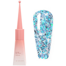 Clear Blue Glitter Gel Nail Polish with Rainbow Sparkle, Long Lasting UV LED Gel Coat