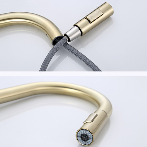 Luxury Pull Down Sprayer Faucet, Solid Brass Construction Ensures Durability And Resistance Against Rust For Your Kitchen Or Laundry Sink, Brushed 1
