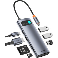 Hub USB C multiporta con HDMI 4K@60Hz, dock USB C 7 in 1 con PD da 100 W, 3 USB-A 5 Gbps, lettore TF/SD,