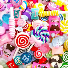 Zestaw 60 sztuk wisiorków z żywicy, cukierki, mieszanka żywicy, płaskie wykończenie do samodzielnego tworzenia glutów, scrapbookingu i