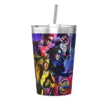 Termoska Henry Danger s kužeľovou slamkou, dvojitá stena, vákuovo izolovaná, nerezová potlač, 355 ml, biela