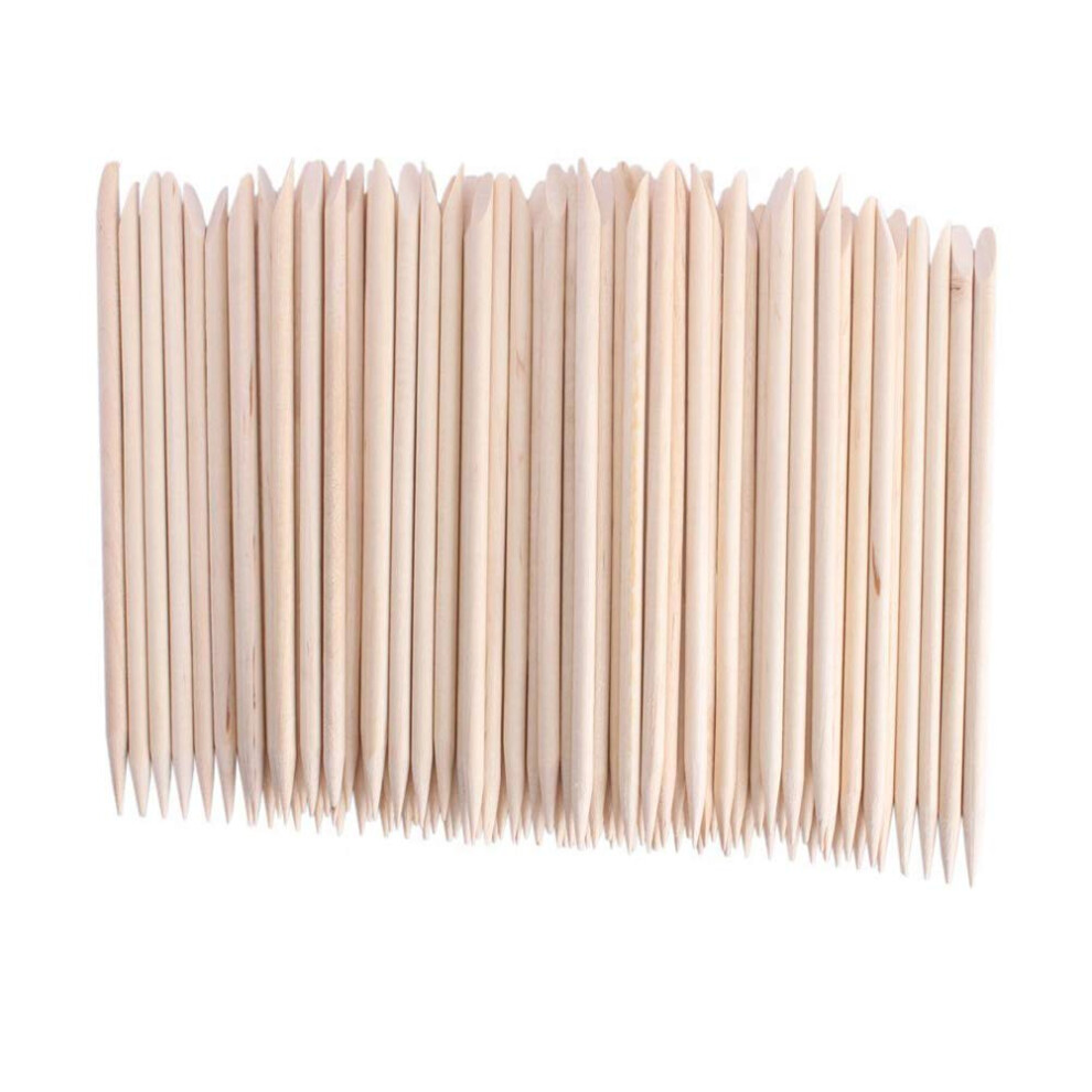 200pcs Cuticle Pusher Sticks Double Sided Wooden Nail Sticks for Manicure Pedicure 4.5 Inch
