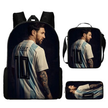 3-pack fotbollsstjärnan Lionel Messi ryggsäck skolväska y-XF28- P3 3-delars set