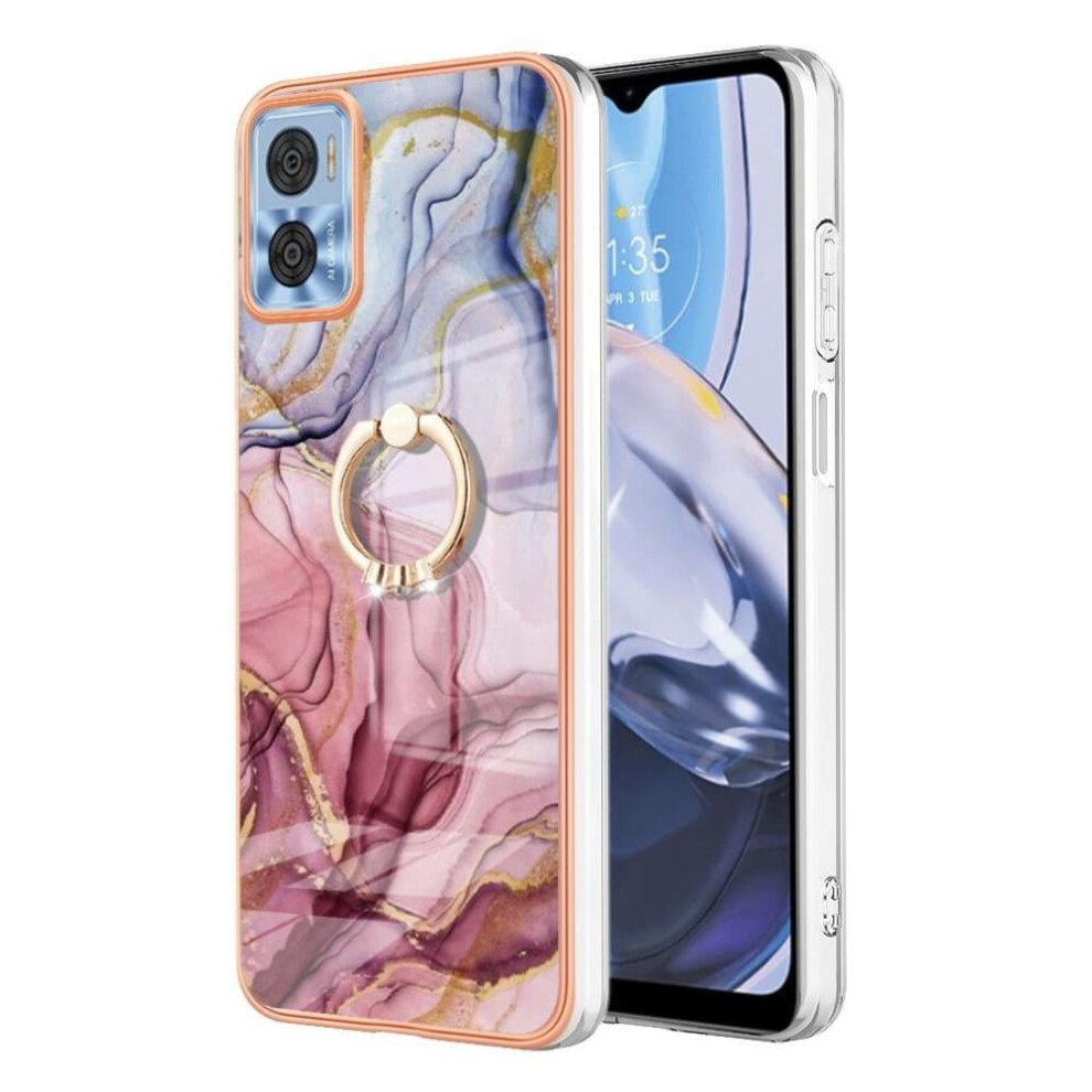 Case For Motorola Moto E22/E22i 360 Rotatable Ring Marble Shockproof Tpu Silicone Bumper 9164030813007
