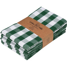 Kitchen Towels Set of 6, 28x18 Inches, 100% Cotton, Absorbent & Ultra Soft, Mitered Corners, Buffalo Checks Green/White Plaid