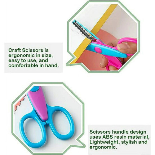 Conjunto de 6 tesouras de plástico para bordas de papel decorativas SIISLL, 12,7 cm (5 polegadas), coloridas 2