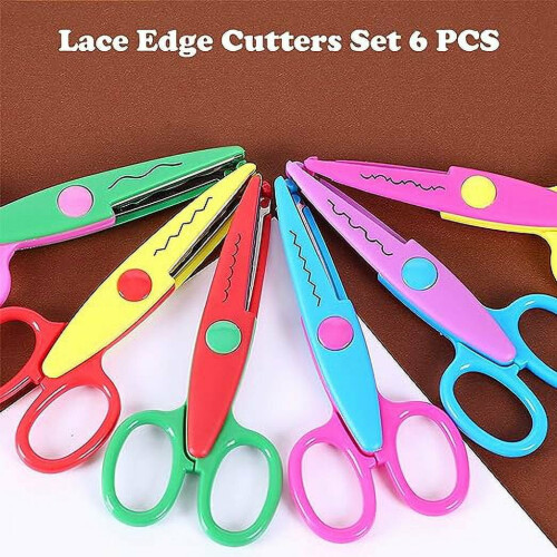 Conjunto de 6 tesouras de plástico para bordas de papel decorativas SIISLL, 12,7 cm (5 polegadas), coloridas 1
