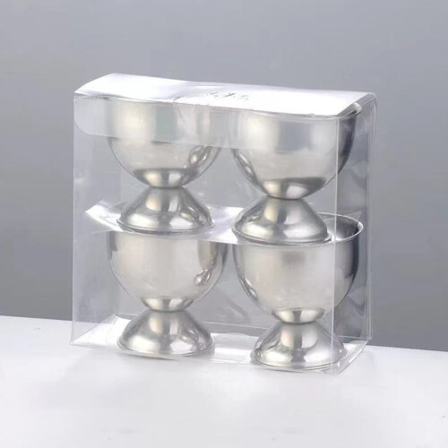 4Pcs Stainless Steel Egg Cups Egg Holders Egg Tray Kitchen Gadgets Tools for Hard Boiled Eggs, Silver 1