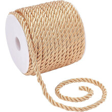 19,6 yard gyllent silketau 3-lags julesnor 5 mm vridd snor tau polyester flettet hyssing snor tau