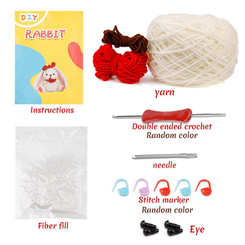 DIY-Häkelset mit Strickgarn und Nadeln, Plüschpuppe, einfach 2