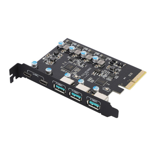 Μετατροπέας PCIe σε κάρτα USB 3.2Gen 2 με εύρος ζώνης 20Gbps, 5 θύρες (3X USB-A -2X USB-C), Διαχωριστής