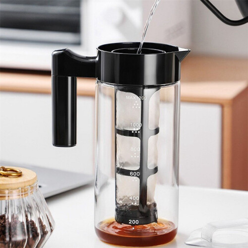 Cold Brew Coffee Maker, Glass Iced Coffee Maker and Tea Infuser with Leak-Proof Pitcher with Mesh Filter 2