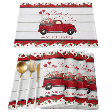 4pcs Christmas Patterns Style Distinctive Placemat Table Napkin Dining Table Mat Bowls Drink Coasters Valentine's Day Gift